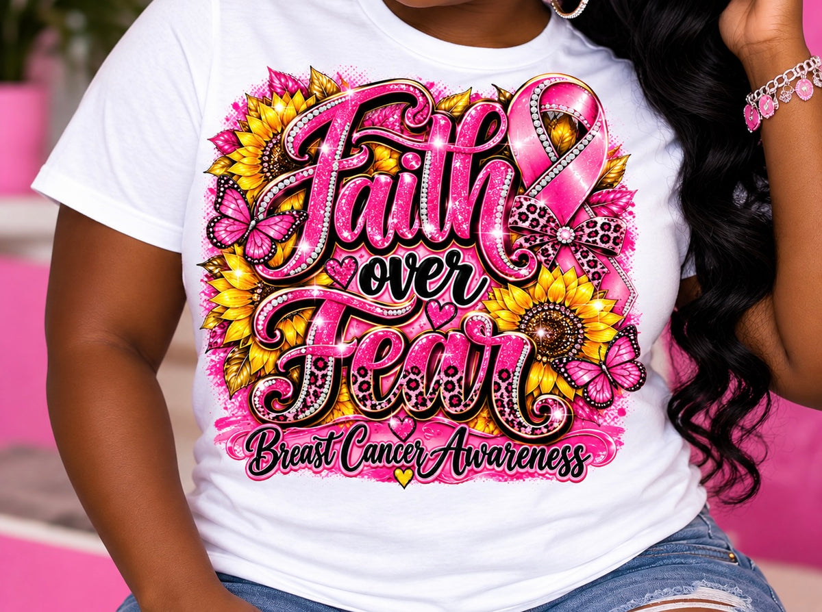 Faith over Fear Pink Sunflower tee